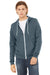 Bella + Canvas BC3739/3739 Mens Fleece Full Zip Hooded Sweatshirt Hoodie Heather Slate Blue Model Front