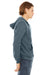 Bella + Canvas BC3739/3739 Mens Fleece Full Zip Hooded Sweatshirt Hoodie Heather Slate Blue Model Side