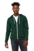 Bella + Canvas BC3739/3739 Mens Fleece Full Zip Hooded Sweatshirt Hoodie w/ Pockets Forest Green Model Front