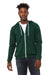 Bella + Canvas BC3739/3739 Mens Fleece Full Zip Hooded Sweatshirt Hoodie Forest Green Model Front