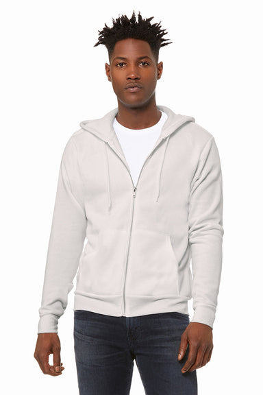Bella + Canvas BC3739/3739 Mens Fleece Full Zip Hooded Sweatshirt Hoodie Vintage White Model Front