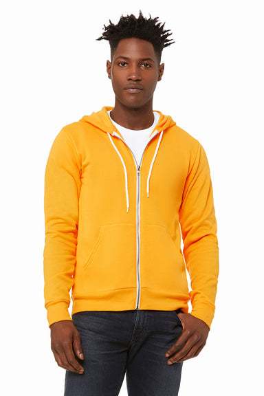 Bella + Canvas BC3739/3739 Mens Fleece Full Zip Hooded Sweatshirt Hoodie Gold Model Front