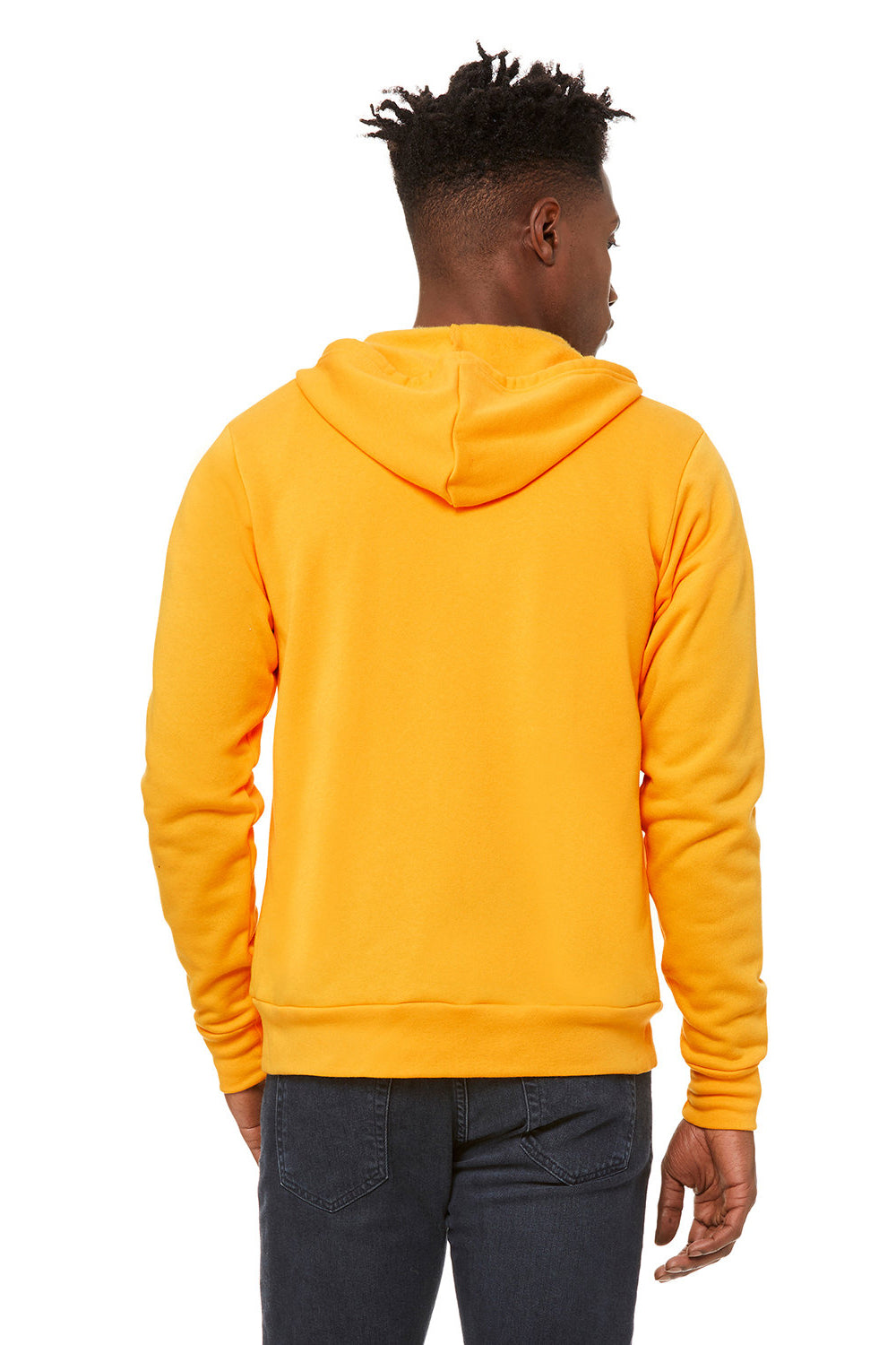 Bella + Canvas BC3739/3739 Mens Fleece Full Zip Hooded Sweatshirt Hoodie Gold Model Back