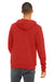 Bella + Canvas BC3739/3739 Mens Fleece Full Zip Hooded Sweatshirt Hoodie w/ Pockets Red Model Back