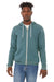 Bella + Canvas BC3739/3739 Mens Fleece Full Zip Hooded Sweatshirt Hoodie w/ Pockets Heather Deep Teal Model Front