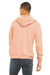Bella + Canvas BC3739/3739 Mens Fleece Full Zip Hooded Sweatshirt Hoodie w/ Pockets Peach Model Back