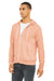 Bella + Canvas BC3739/3739 Mens Fleece Full Zip Hooded Sweatshirt Hoodie w/ Pockets Peach Model 3Q