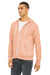 Bella + Canvas BC3739/3739 Mens Fleece Full Zip Hooded Sweatshirt Hoodie Peach Model 3Q