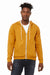 Bella + Canvas BC3739/3739 Mens Fleece Full Zip Hooded Sweatshirt Hoodie w/ Pockets Heather Mustard Yellow Model Front