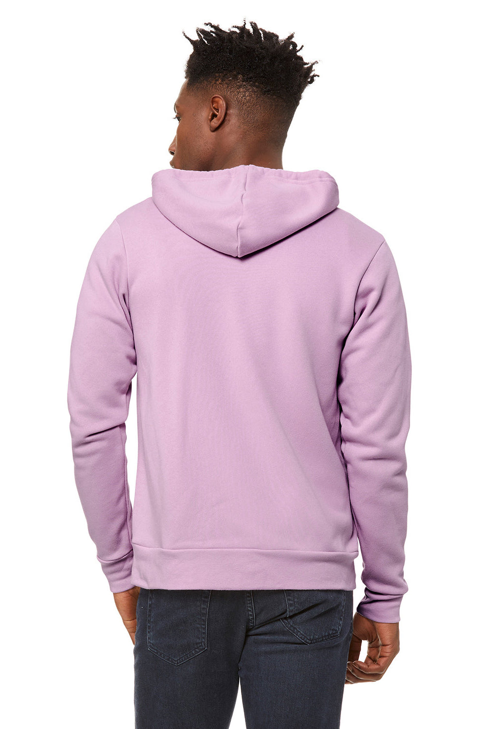 Bella + Canvas BC3739/3739 Mens Fleece Full Zip Hooded Sweatshirt Hoodie Lilac Model Back