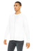 Bella + Canvas BC3739/3739 Mens Fleece Full Zip Hooded Sweatshirt Hoodie White Model 3Q