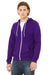 Bella + Canvas BC3739/3739 Mens Fleece Full Zip Hooded Sweatshirt Hoodie Team Purple Model 3Q