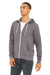 Bella + Canvas BC3739/3739 Mens Fleece Full Zip Hooded Sweatshirt Hoodie Storm Grey Model 3Q