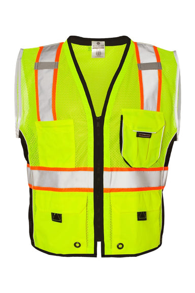 Kishigo 1513-1514 Unisex Premium Black Series Heavy Duty Vest Lime Green Flat Front