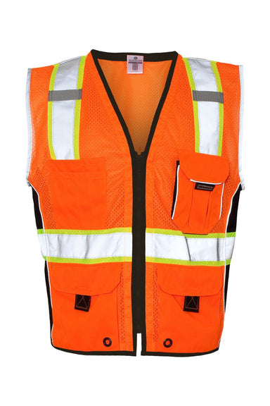 Kishigo 1513-1514 Unisex Premium Black Series Heavy Duty Vest Orange Flat Front