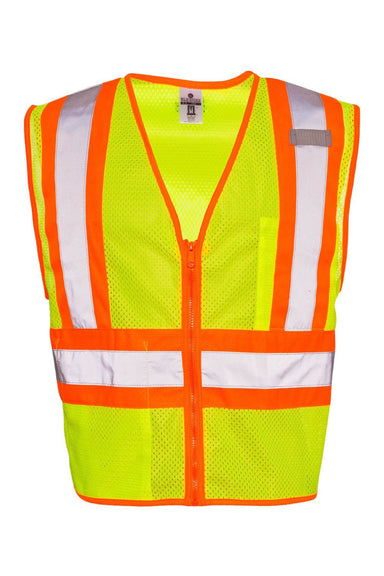 Kishigo 1055-1056 Unisex Ultra Cool Contrasting Mesh Vest Lime Green Flat Front