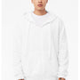 Bella + Canvas Mens Sponge Fleece Full Zip Hooded Sweatshirt Hoodie w/ Pockets - White