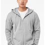 Bella + Canvas Mens Sponge Fleece Full Zip Hooded Sweatshirt Hoodie w/ Pockets - Heather Grey