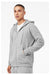 Bella + Canvas 3759 Mens Sponge Fleece Full Zip Hooded Sweatshirt Hoodie w/ Pockets Heather Grey Model Side