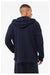 Bella + Canvas 3759 Mens Sponge Fleece Full Zip Hooded Sweatshirt Hoodie Navy Blue Model Back