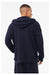 Bella + Canvas 3759 Mens Sponge Fleece Full Zip Hooded Sweatshirt Hoodie w/ Pockets Navy Blue Model Back