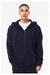 Bella + Canvas 3759 Mens Sponge Fleece Full Zip Hooded Sweatshirt Hoodie w/ Pockets Navy Blue Model Front