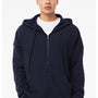 Bella + Canvas Mens Sponge Fleece Full Zip Hooded Sweatshirt Hoodie w/ Pockets - Navy Blue