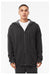 Bella + Canvas 3759 Mens Sponge Fleece Full Zip Hooded Sweatshirt Hoodie w/ Pockets Heather Dark Grey Model Front