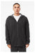 Bella + Canvas 3759 Mens Sponge Fleece Full Zip Hooded Sweatshirt Hoodie Heather Dark Grey Model Front