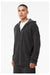 Bella + Canvas 3759 Mens Sponge Fleece Full Zip Hooded Sweatshirt Hoodie w/ Pockets Heather Dark Grey Model Side