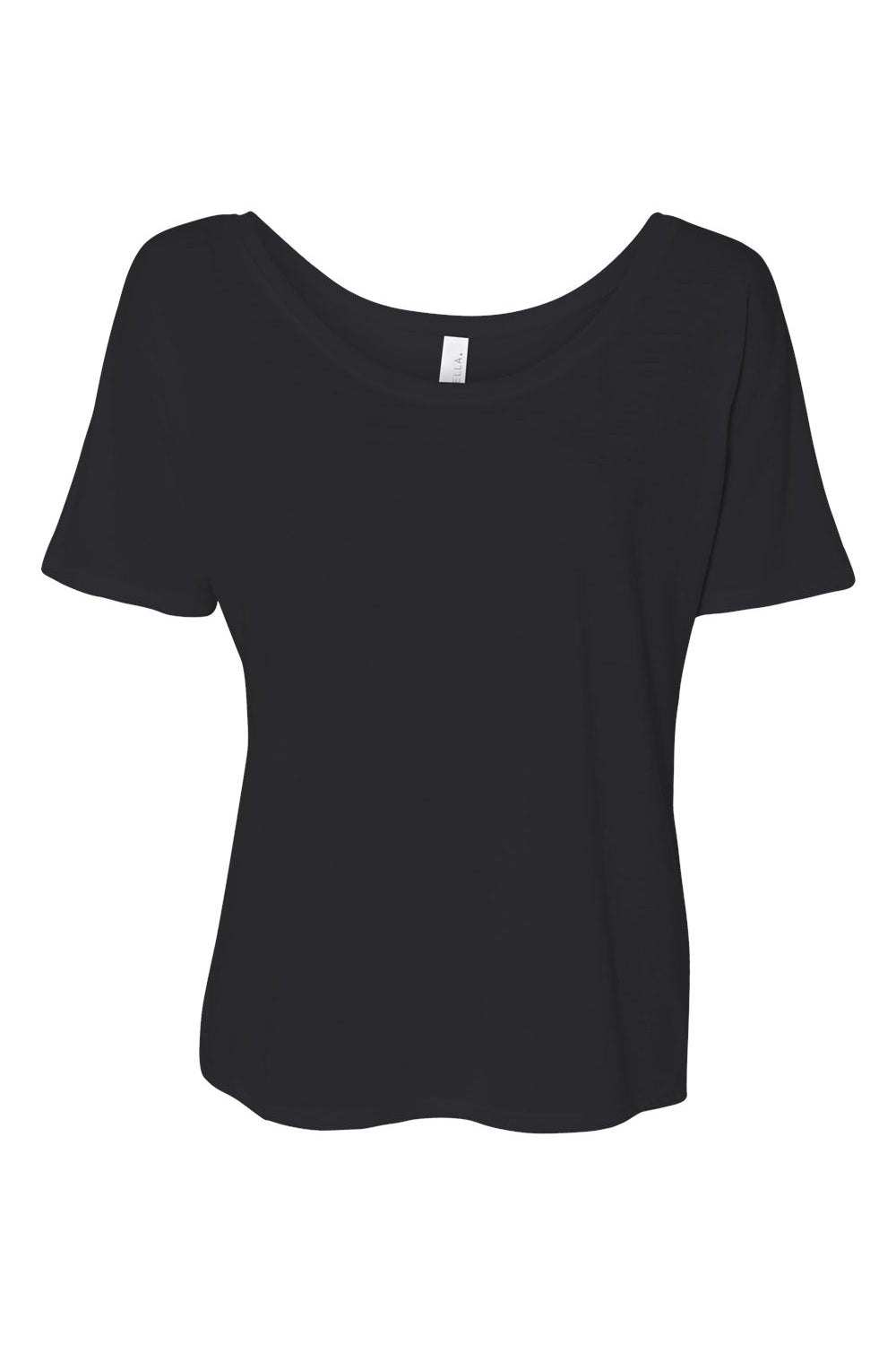 Bella + Canvas BC8816/8816 Womens Slouchy Short Sleeve Wide Neck T-Shirt Black Flat Front