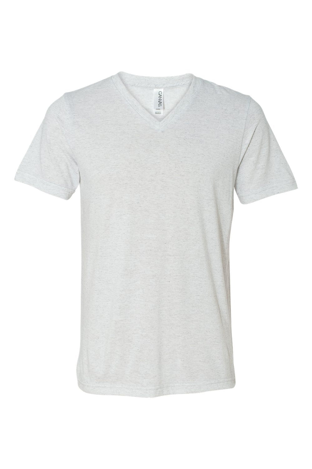 Bella + Canvas BC3415/3415C/3415 Mens Short Sleeve V-Neck T-Shirt White Fleck Flat Front