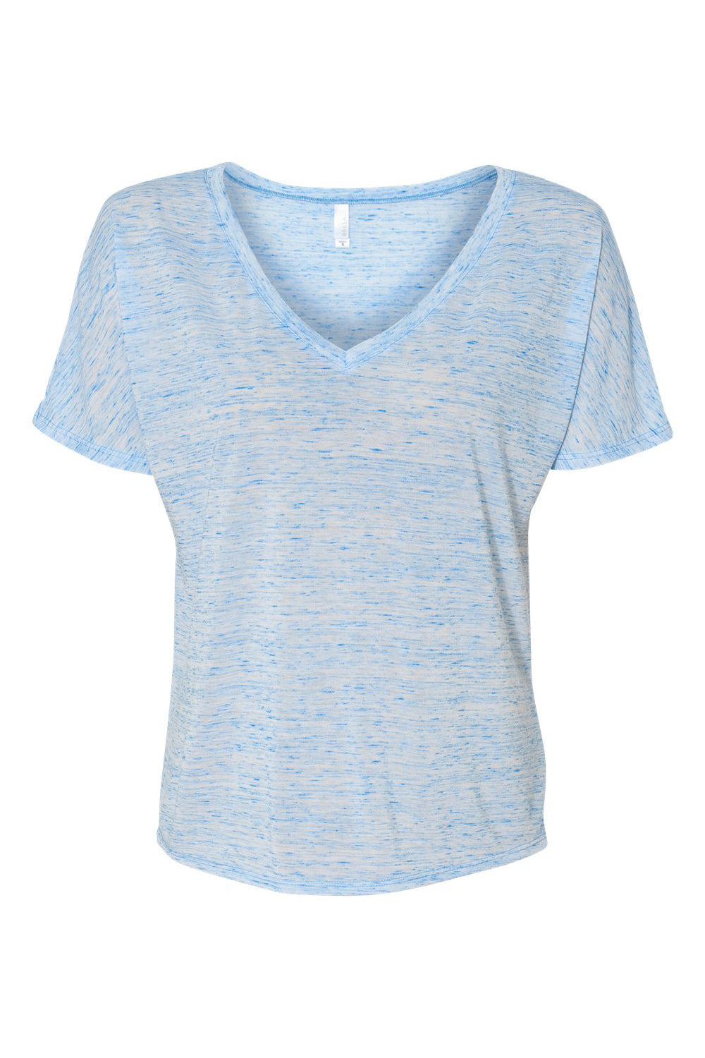 Bella + Canvas 8815 Womens Slouchy Short Sleeve V-Neck T-Shirt Blue Marble Flat Front