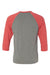 Bella + Canvas BC3200/3200 Mens 3/4 Sleeve Crewneck T-Shirt Grey/Red Flat Back