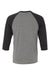 Bella + Canvas BC3200/3200 Mens 3/4 Sleeve Crewneck T-Shirt Grey/Charcoal Black Flat Back