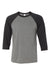 Bella + Canvas BC3200/3200 Mens 3/4 Sleeve Crewneck T-Shirt Grey/Charcoal Black Flat Front