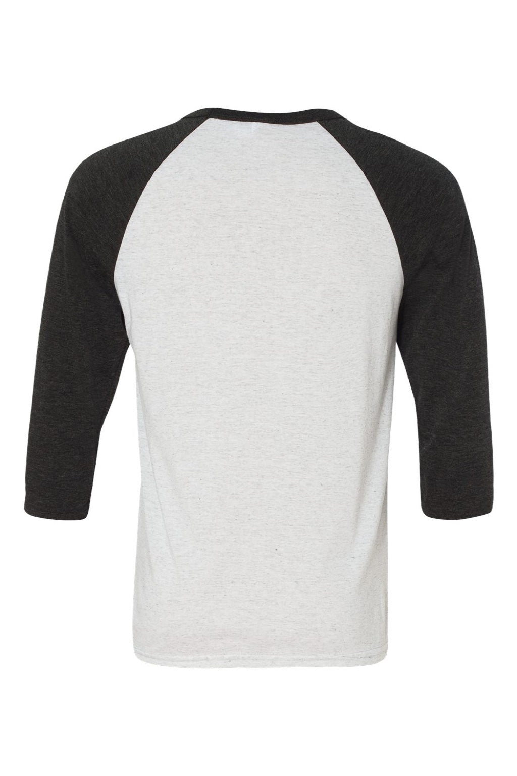 Bella + Canvas BC3200/3200 Mens 3/4 Sleeve Crewneck T-Shirt White Fleck/Charcoal Grey Flat Back