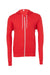 Bella + Canvas BC3739/3739 Mens Fleece Full Zip Hooded Sweatshirt Hoodie w/ Pockets Red Flat Front