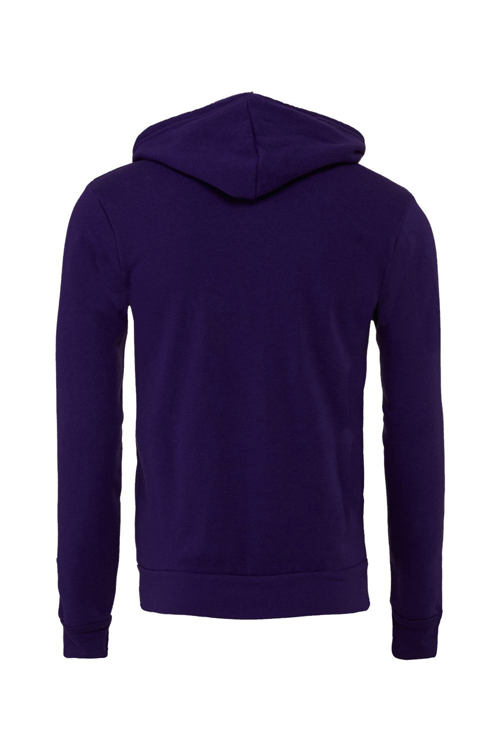 Bella + Canvas BC3739/3739 Mens Fleece Full Zip Hooded Sweatshirt Hoodie Team Purple Flat Back