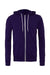Bella + Canvas BC3739/3739 Mens Fleece Full Zip Hooded Sweatshirt Hoodie Team Purple Flat Front