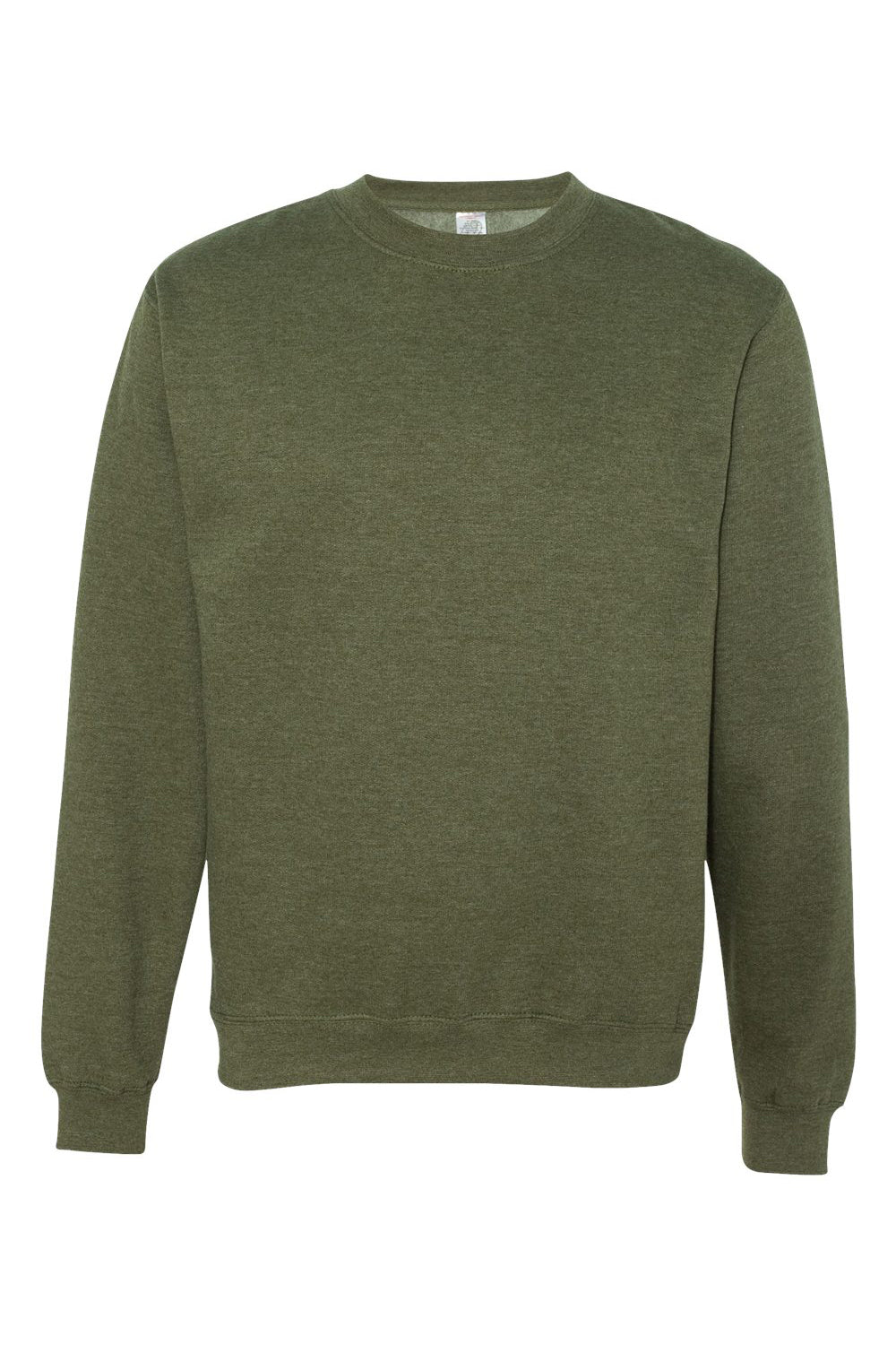 Independent Trading Company SS3000 Mens Crewneck Sweatshirt Heather Army Green Flat Front