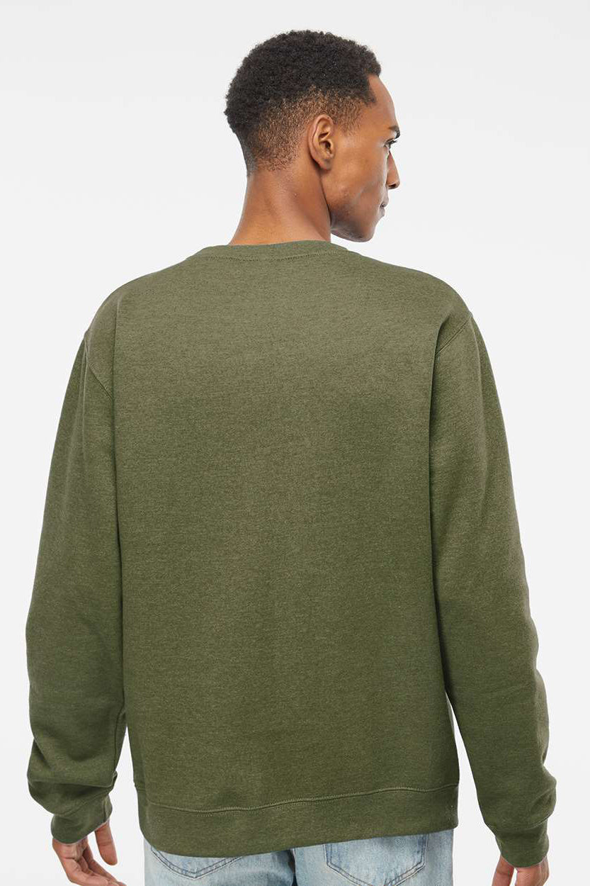 Independent Trading Company SS3000 Mens Crewneck Sweatshirt Heather Army Green Model Back