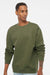 Independent Trading Company SS3000 Mens Crewneck Sweatshirt Heather Army Green Model Front
