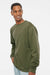 Independent Trading Company SS3000 Mens Crewneck Sweatshirt Heather Army Green Model Side