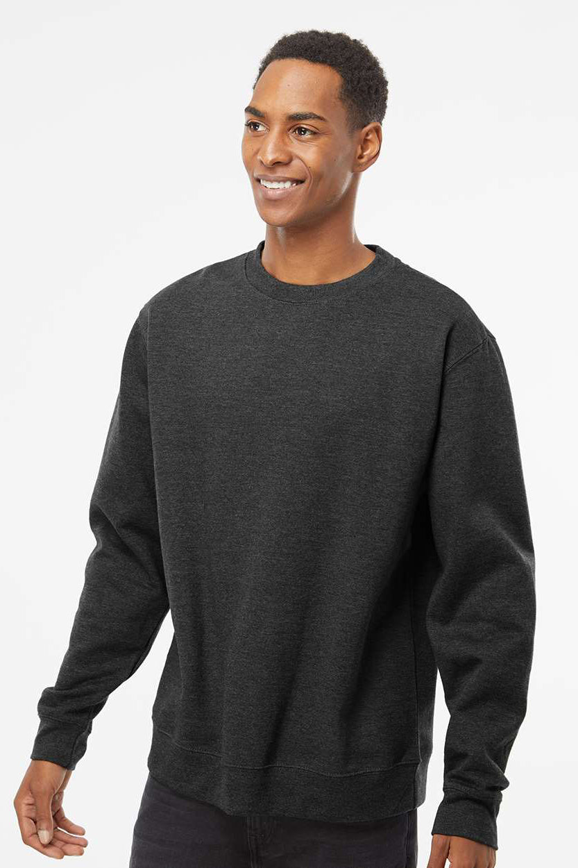 Independent Trading Company SS3000 Mens Crewneck Sweatshirt Heather Charcoal Grey Model Front