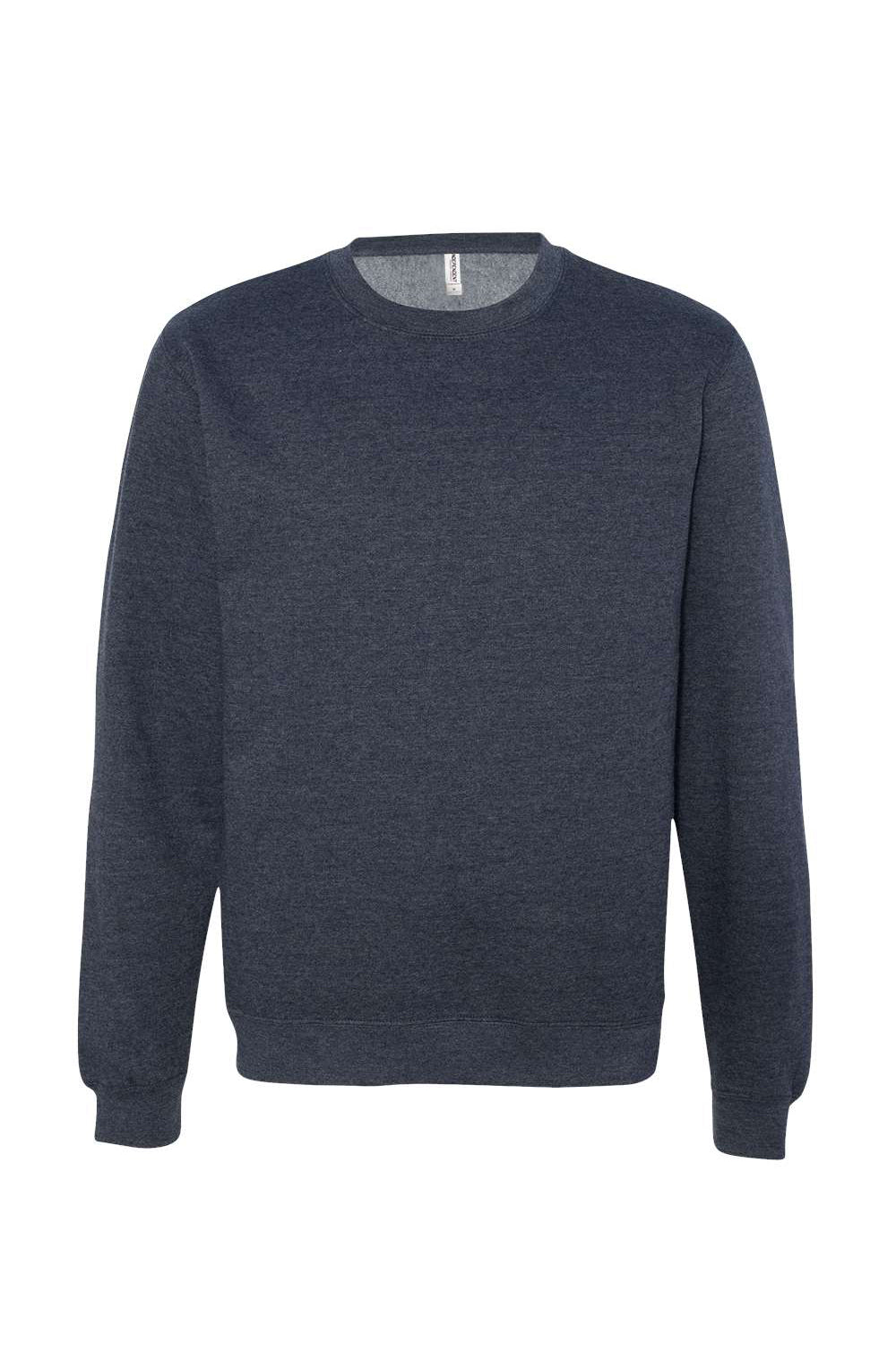 Independent Trading Company SS3000 Mens Crewneck Sweatshirt Heather Classic Navy Blue Flat Front