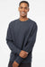 Independent Trading Company SS3000 Mens Crewneck Sweatshirt Heather Classic Navy Blue Model Front