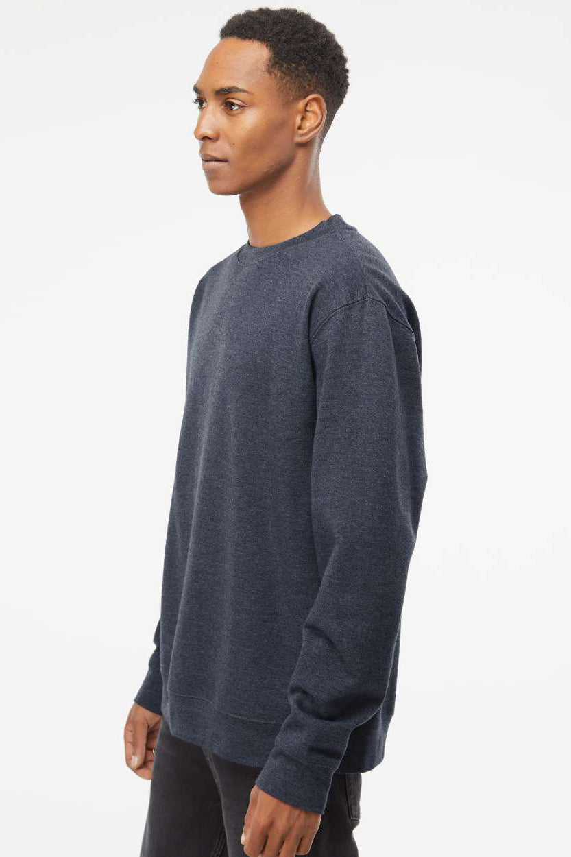 Independent Trading Company SS3000 Mens Crewneck Sweatshirt Heather Classic Navy Blue Model Side