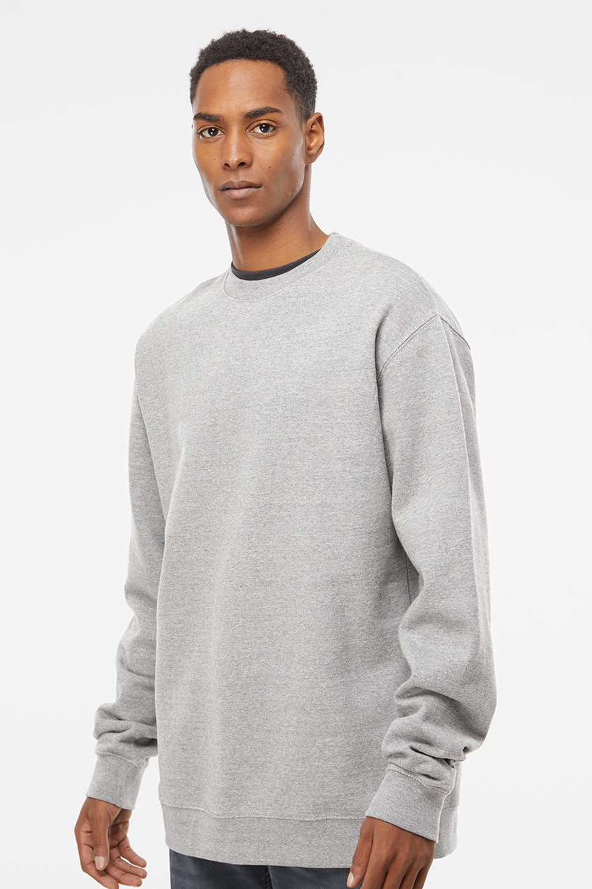 Independent Trading Company SS3000 Mens Crewneck Sweatshirt Heather Grey Model Side