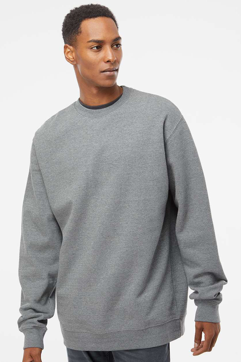 Independent Trading Company SS3000 Mens Crewneck Sweatshirt Heather Gunmetal Grey Model Front